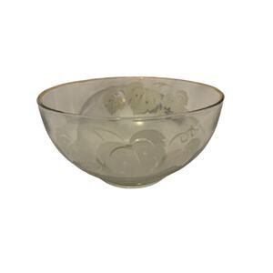 Anchor Hocking VTG Punch Bowl Etched White Grape Leaves